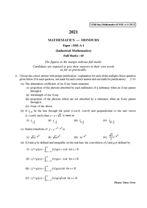 CU-2021 B.Sc. (Honours) Mathematics Semester-5 Paper-DSE-A-1 (Industrial Mathematics) QP.pdf
