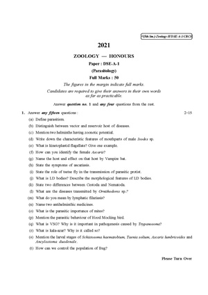 CU-2021 B.Sc. (Honours) Zoology Semester-5 Paper-DSE-A-1 QP.pdf