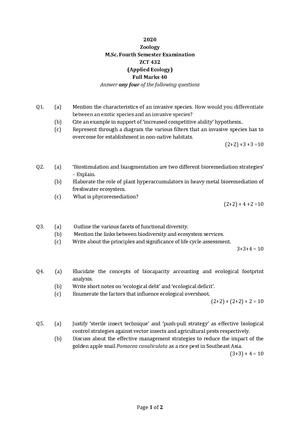 CU-2020 M.Sc. Zoology Semester-IV Paper-ZCT 432 QP.pdf