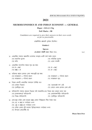 CU-2021 B. Com. (Honours & General) Microeconomics-II Semester-IV Paper-GE-4.1CHG QP.pdf