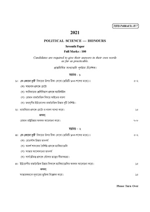 CU-2021 B.A. (Honours) Political Science Part-III Paper-VII QP.pdf